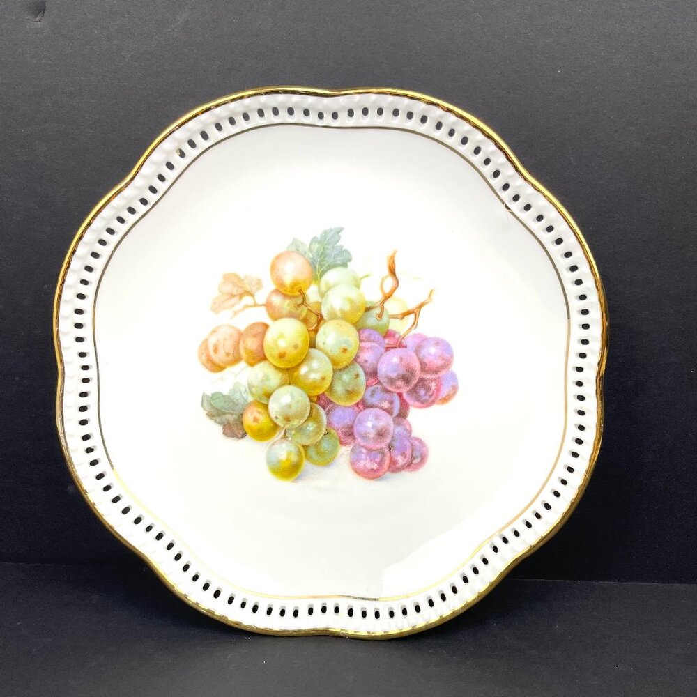Set of 6 Schumann Arzberg Germany Pierced Porcelain Plates Harvest Fruit 7" - Picture 11 of 16